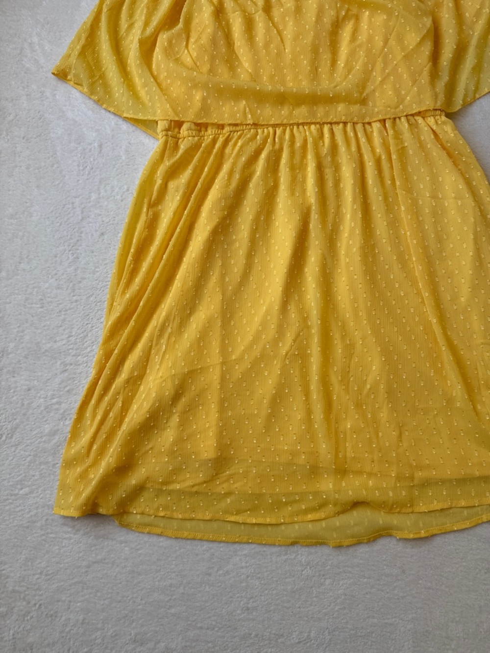Justfab Yellow Swiss Dot Off Shoulder Mini Dress Boho Flutter Sleeve Women’s XXL - Picture 11 of 12